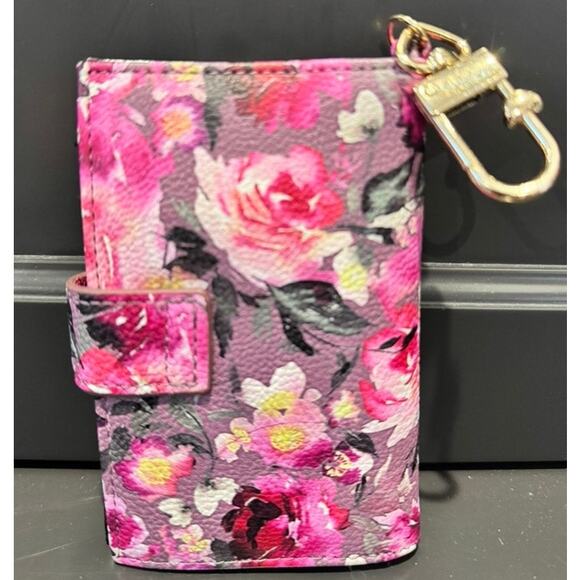 Betsey Johnson Wallet Floral Keychain Clasp Faux Leather Vegan Unused - Picture 2 of 4